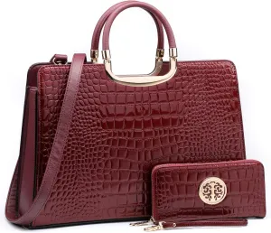 Womens Handbag Top Handle Shoulder Bag Tote Satchel Purse Work Bag with Matching Wallet