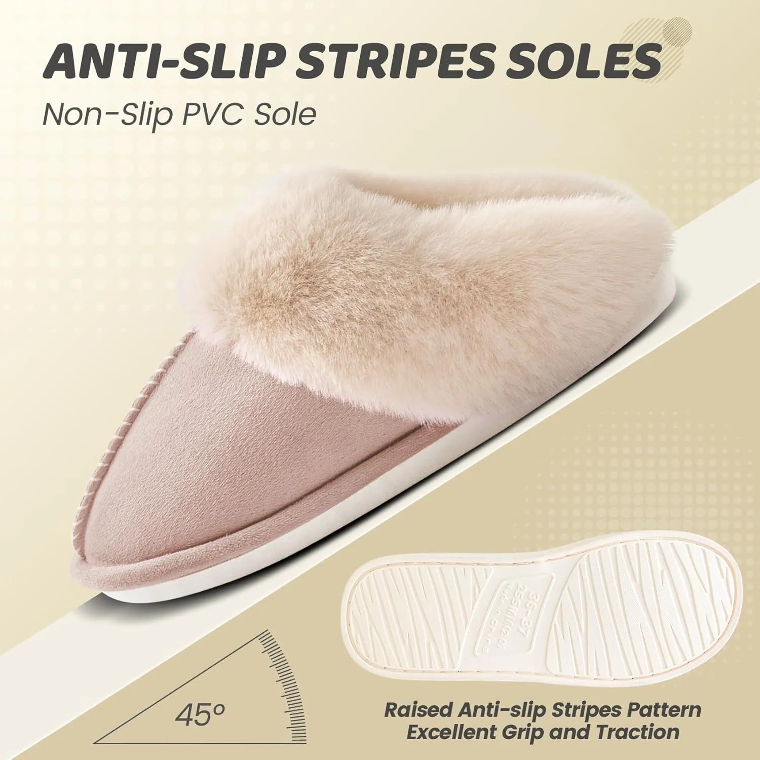 Women's House Slippers Memory Foam Fluffy Soft Slippers, Slip on Winter Warm Shoes for Women