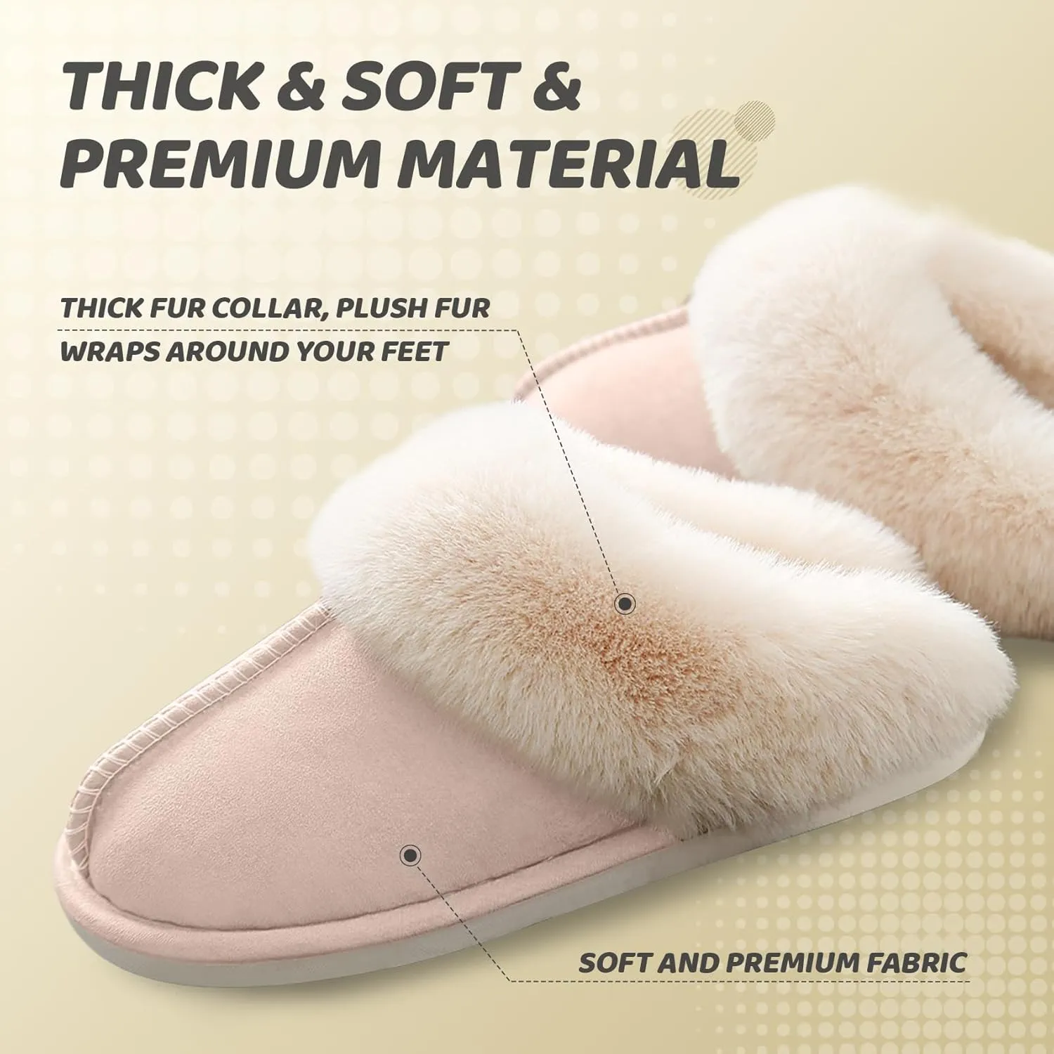 Women's House Slippers Memory Foam Fluffy Soft Slippers, Slip on Winter Warm Shoes for Women