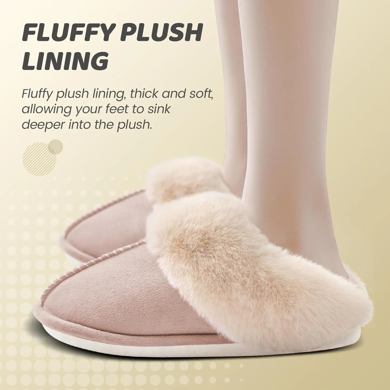Women's House Slippers Memory Foam Fluffy Soft Slippers, Slip on Winter Warm Shoes for Women