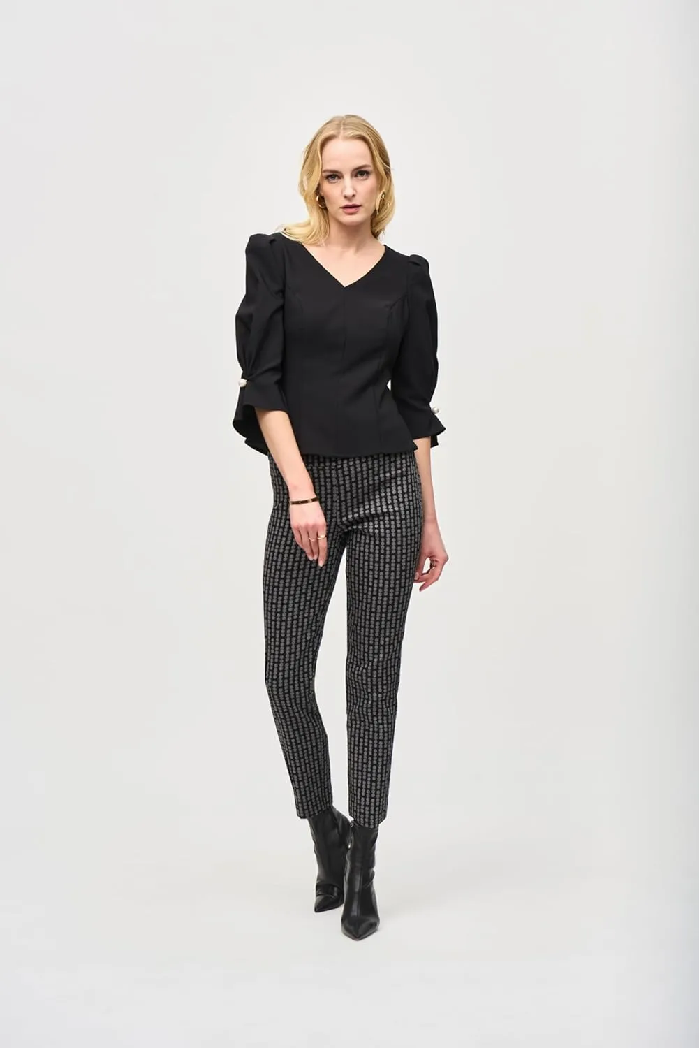 Women's Jacquard Dot Slim Fit Pull-On Pants