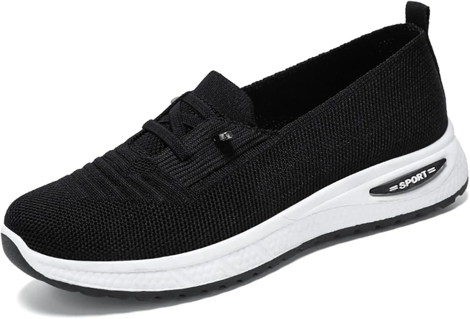 Women's Knitted Mesh Slip On Loafers Lightweight Breathable Orthopedic Soft Sole Flat Sneakers Casual Non-Slip Driving Walking Shoes