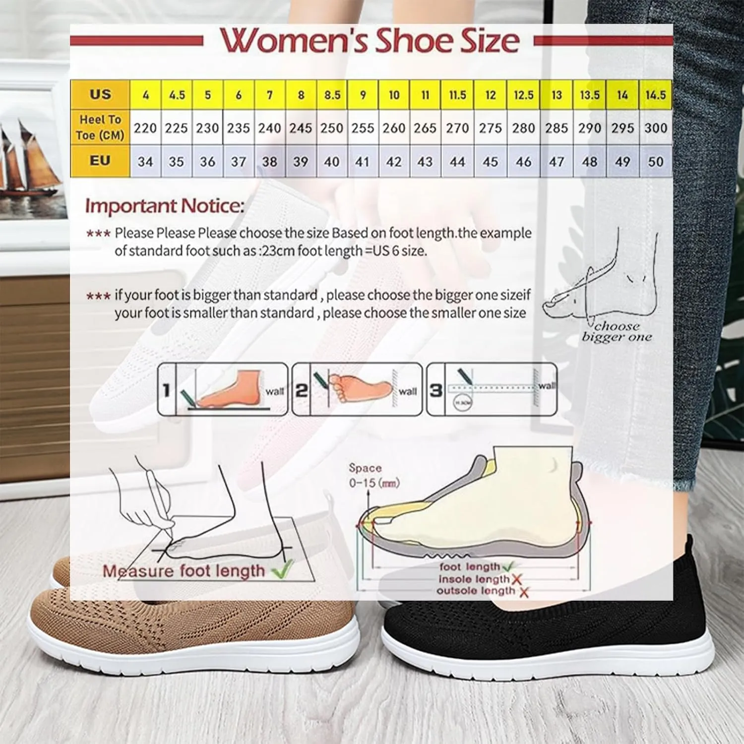 Women's Knitted Slip On Orthopedic Walking Shoes Breathable Mesh Round Toe Low Top Flat Shoes Soft Sole Non-Slip Sneakers Loafers Comfortable Lightweight
