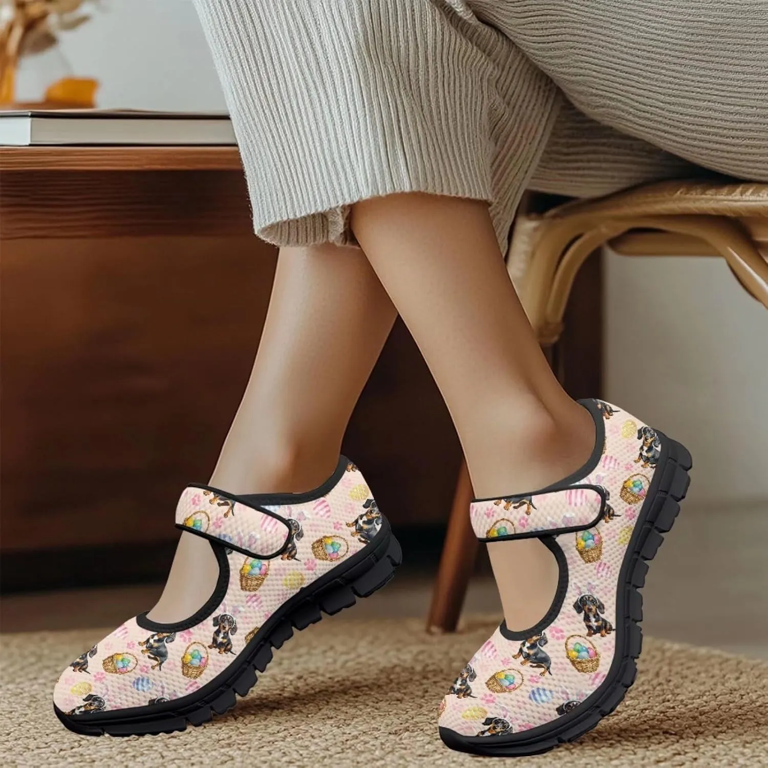 Women's Mary Jane Shoes Breathable Casual Walking Sneakers Closed Toe Fashion Lightweight Office Work Flats