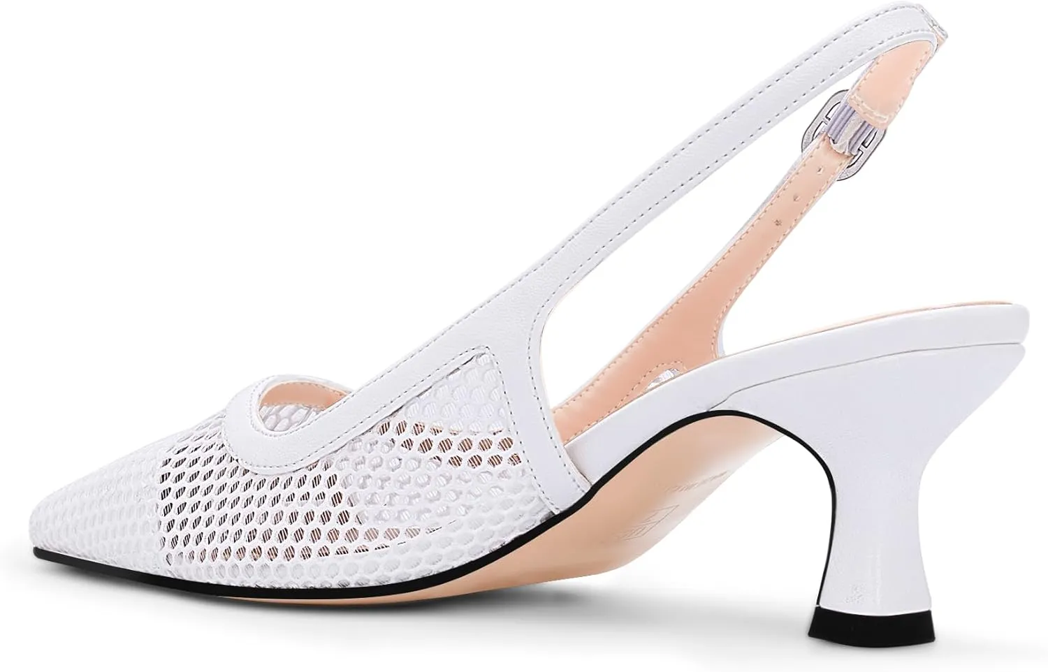 Women's Mesh Slingback Kitten Heel Pumps Closed Square Toe Slip-On Comfortable Dress Shoes
