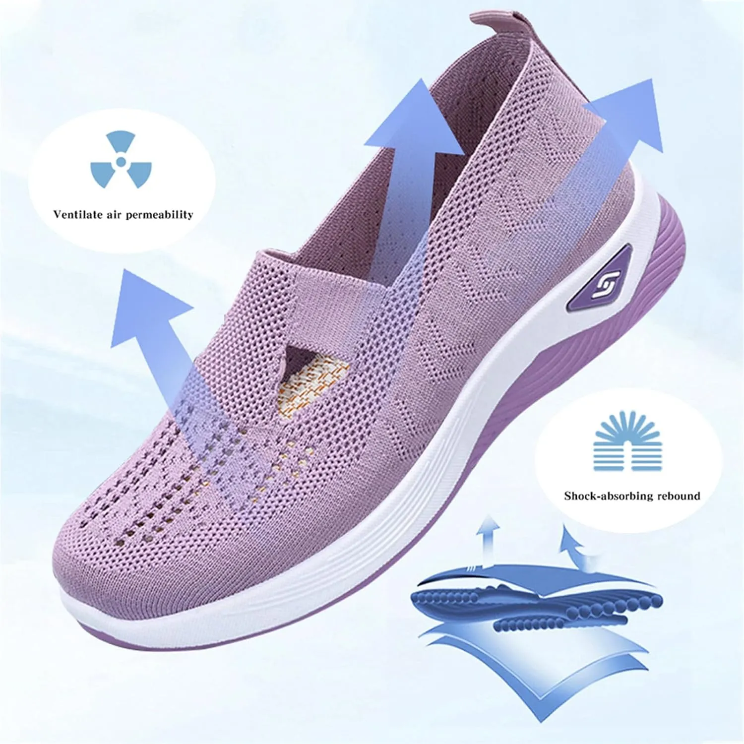 Women's Orthopedic Shoes Breathable Soft Clogs, Walking Slip on Diabetic Foam Shoes Hands Free Slip in Sneakers Arch Support