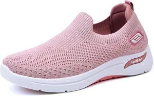 Womens Orthopedic Sneakers Slip On Arch Support Walking Shoes Comfortable Soft Sole Non Slip Low Top Tennis Shoes Mesh Breathable Lightweight Casual Sneakers