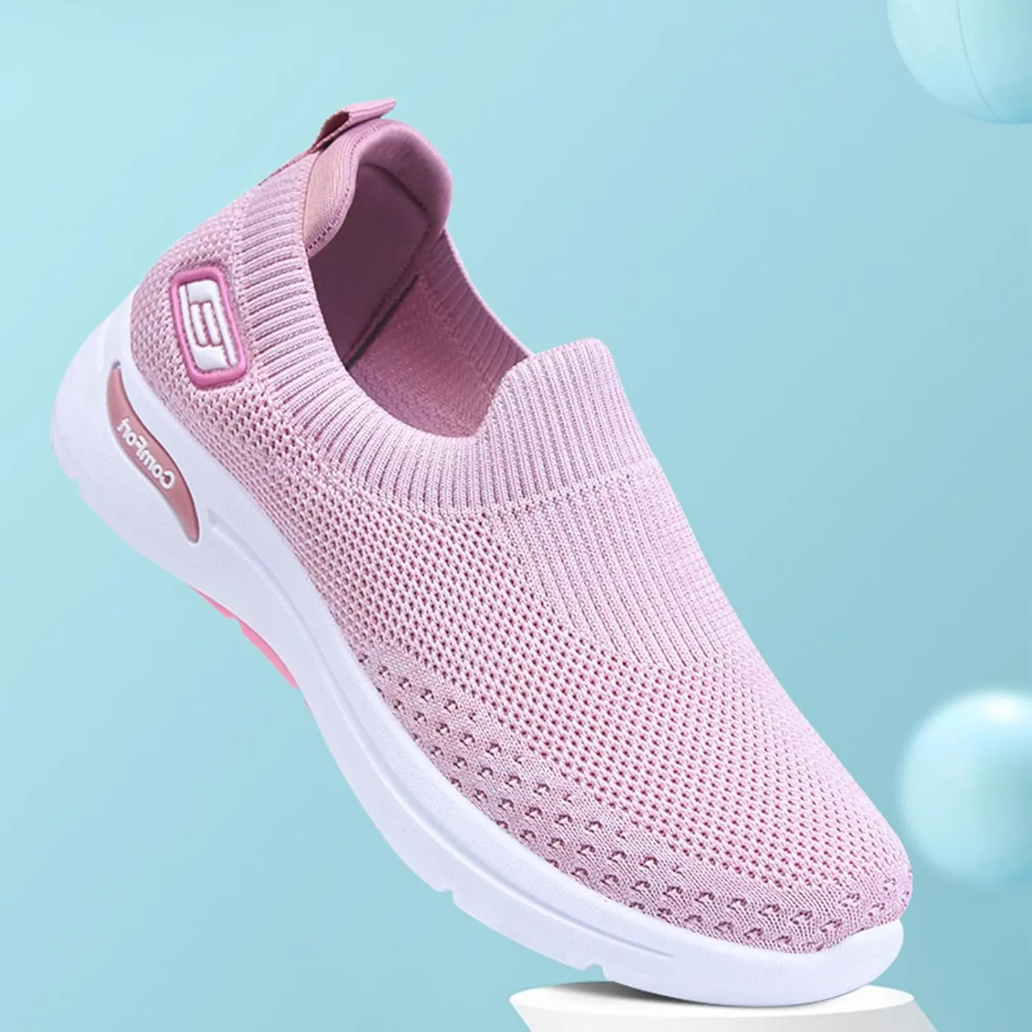 Womens Orthopedic Sneakers Slip On Arch Support Walking Shoes Comfortable Soft Sole Non Slip Low Top Tennis Shoes Mesh Breathable Lightweight Casual Sneakers
