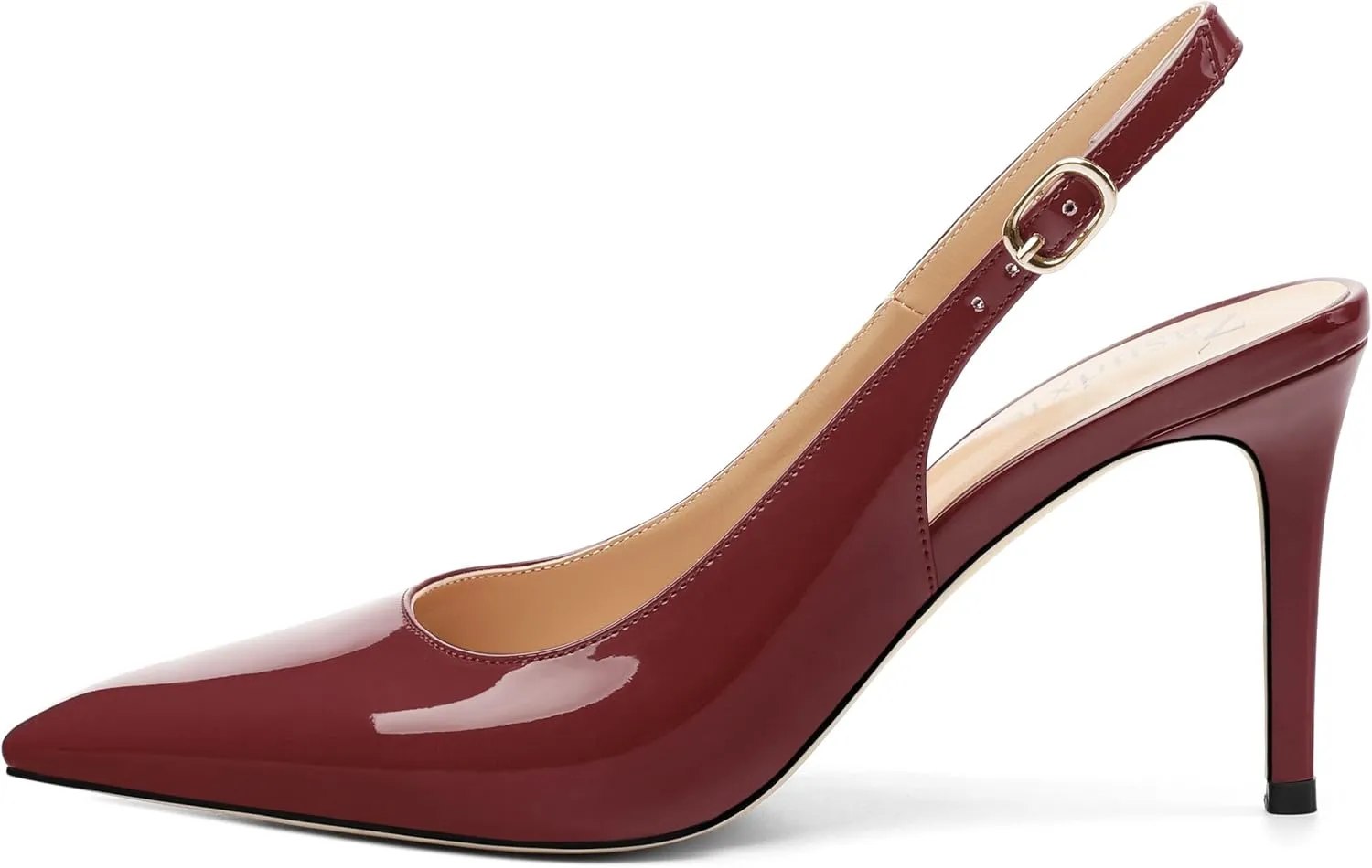 Womens Patent Leather Pointed Toe Slingback Heels, Women's Stiletto Pumps Slip-on High Heels Office Wedding Sandals Party Prom Dress Shoes