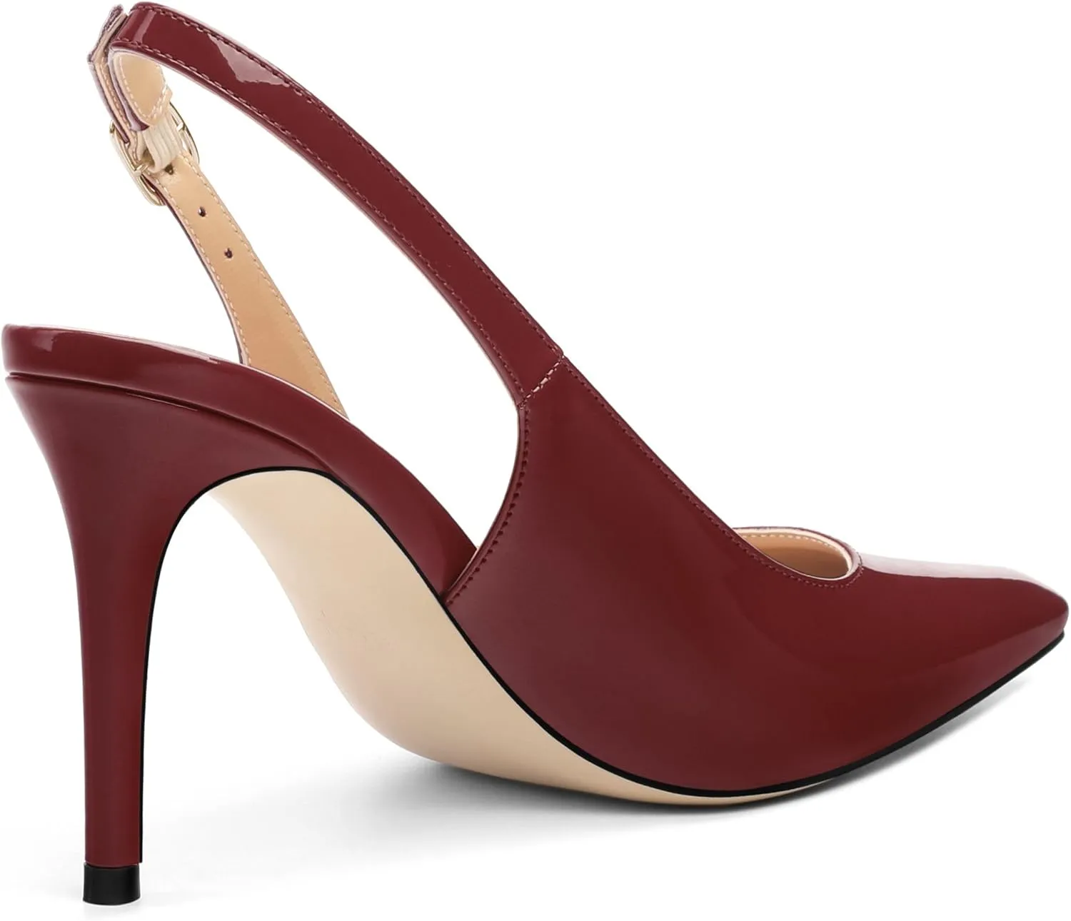 Womens Patent Leather Pointed Toe Slingback Heels, Women's Stiletto Pumps Slip-on High Heels Office Wedding Sandals Party Prom Dress Shoes