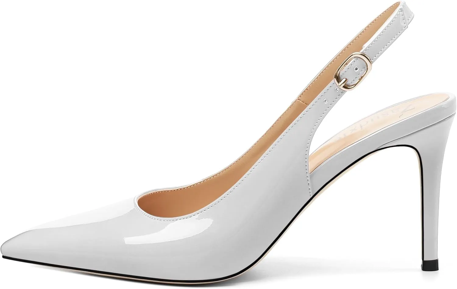 Womens Patent Leather Pointed Toe Slingback Heels, Women's Stiletto Pumps Slip-on High Heels Office Wedding Sandals Party Prom Dress Shoes