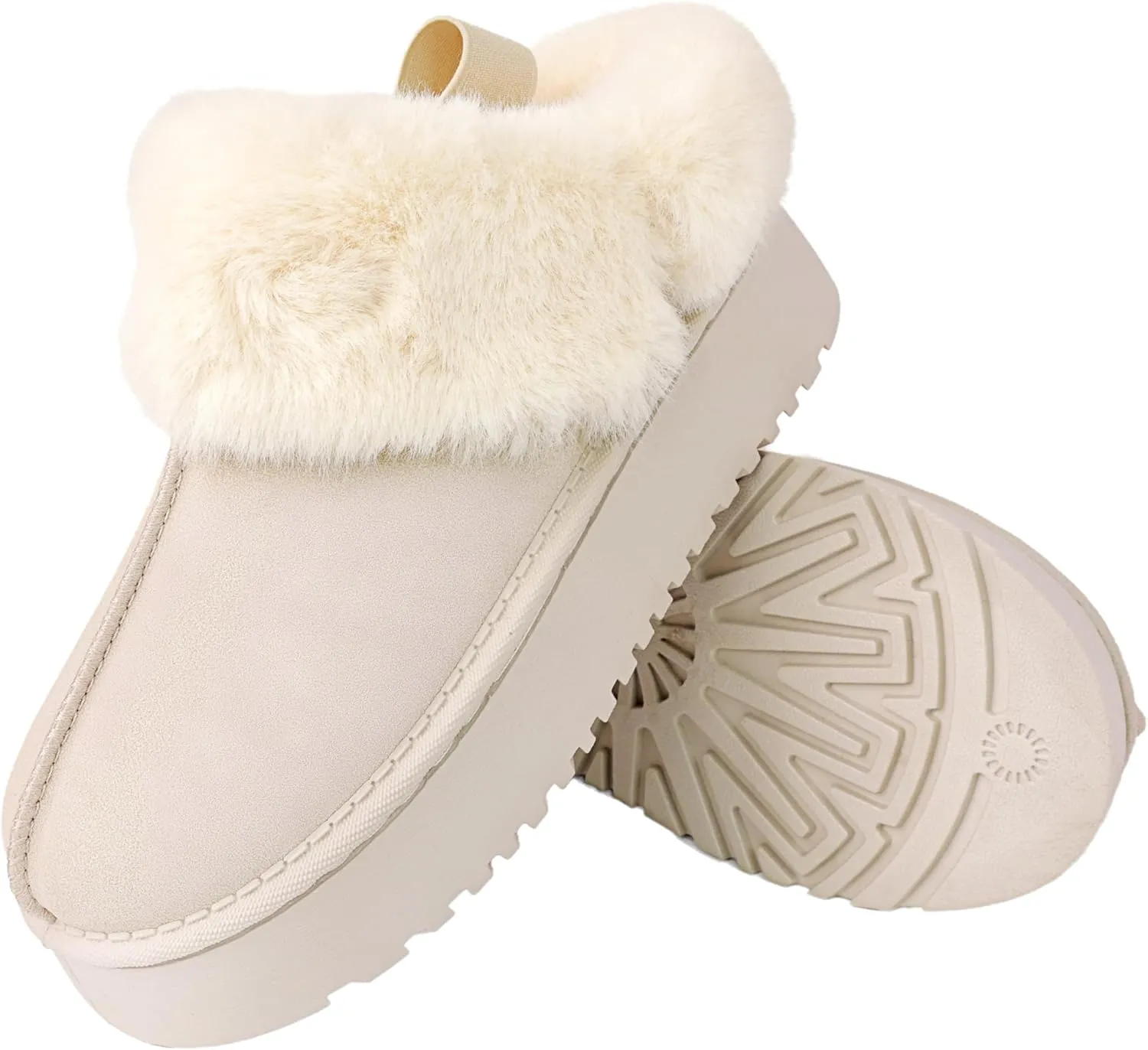 Women's Platform Slippers Winter Mini Boots Anti-Slip Suede Slip on Women Sneakers Fur Lined House Slippers for Indoor Outdoor