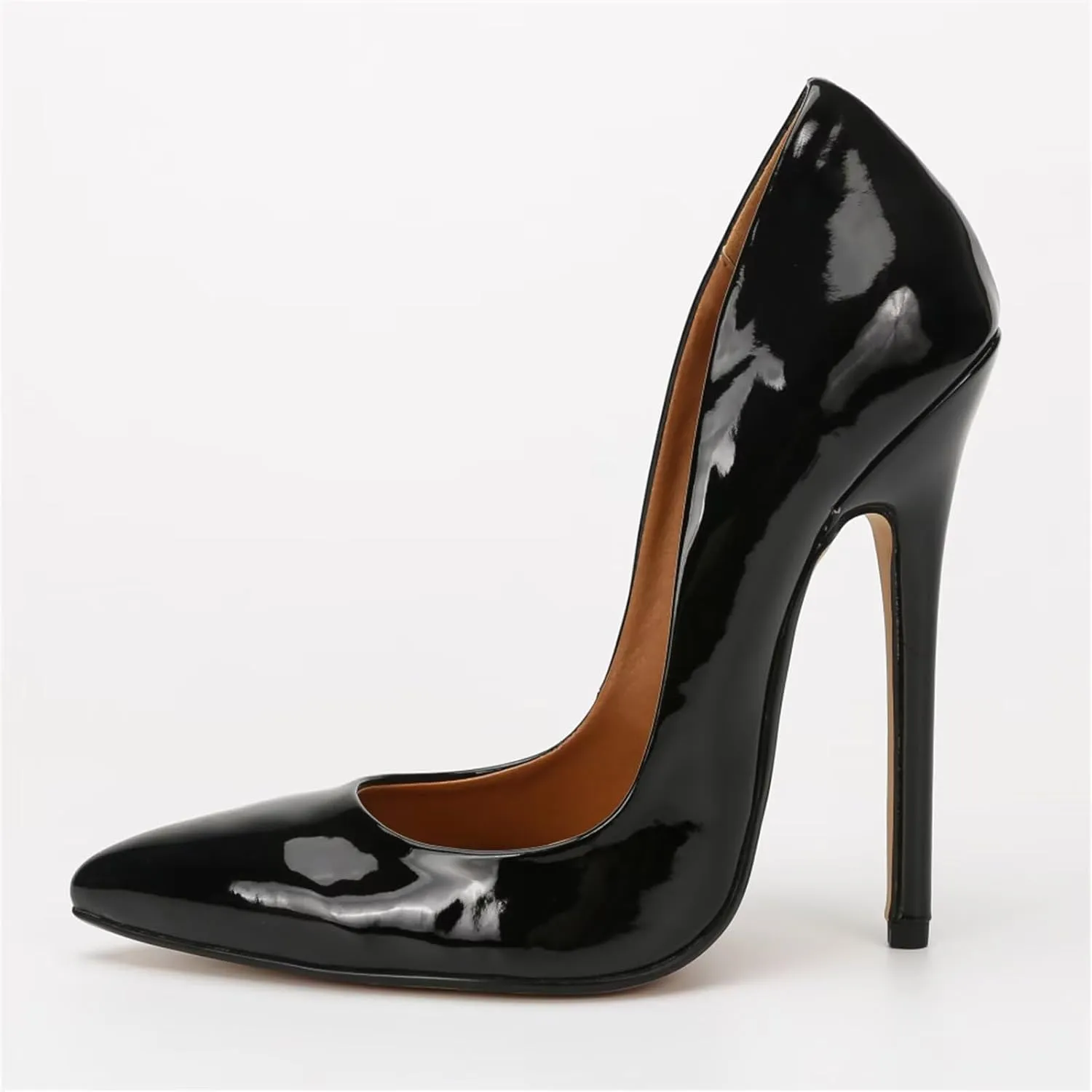 Women's Pumps High Heels 5.7 inch, Classic Sexy Pointed Toe Black Stiletto Heels Dress Wedding Party Office Shoes Slip On Plus Size