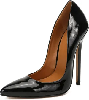 Women's Pumps High Heels 5.7 inch, Classic Sexy Pointed Toe Black Stiletto Heels Dress Wedding Party Office Shoes Slip On Plus Size
