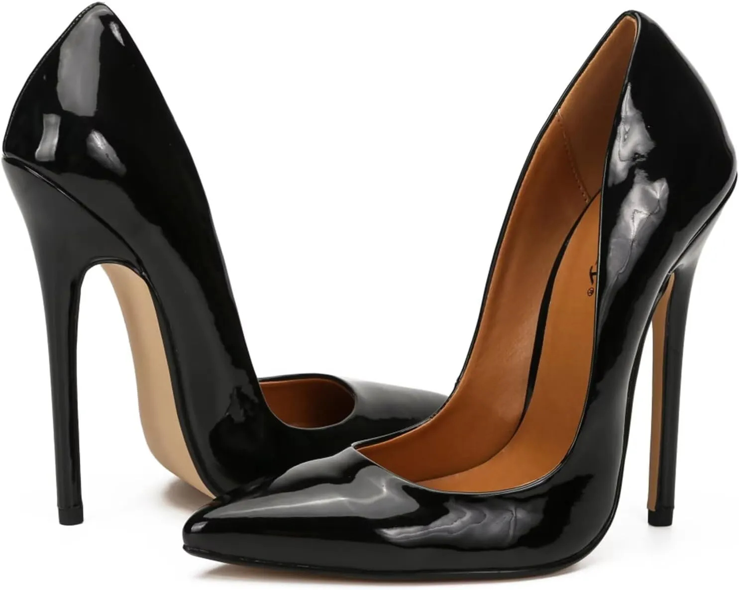 Women's Pumps High Heels 5.7 inch, Classic Sexy Pointed Toe Black Stiletto Heels Dress Wedding Party Office Shoes Slip On Plus Size