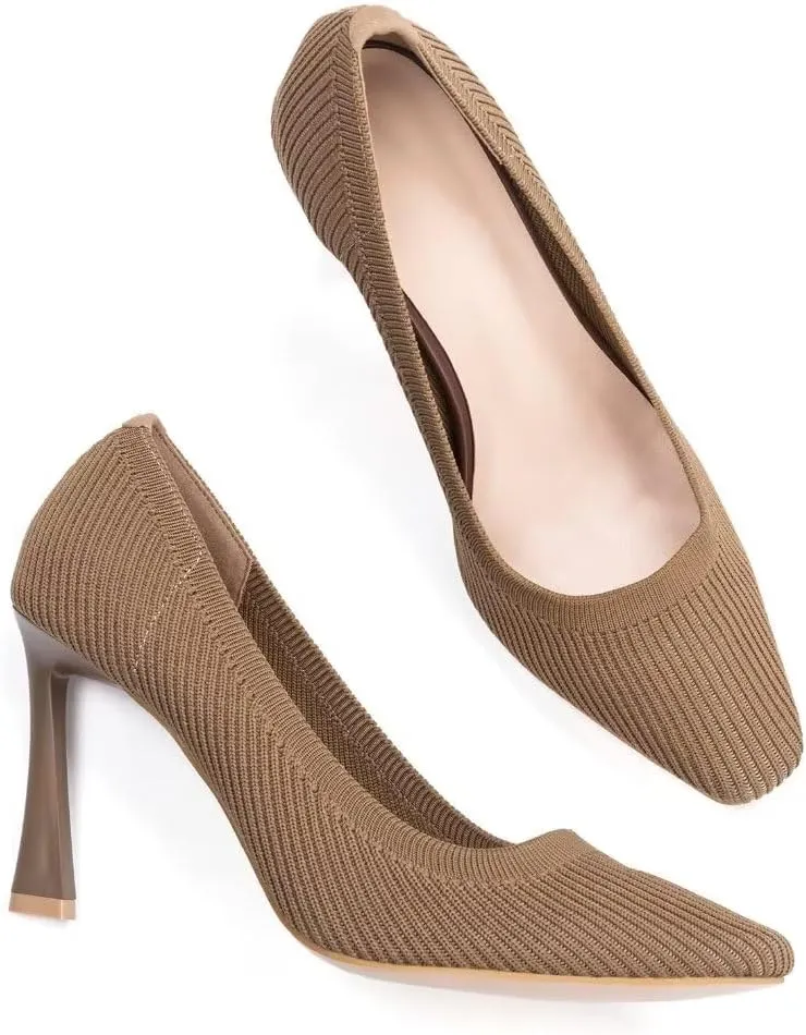 Women's Pumps Pointed Toe Kitten Heel Slip On Dressy Casual Shoes