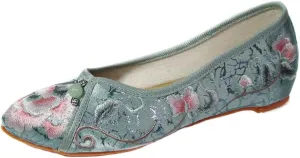 Women's Retro Classic Ballet Flats Shoes Pointed Toe Slip On Comfortable Loafer Handmade Floral Embroidered Shoes for Women Mary Jane Flats Cheongsam Shoes