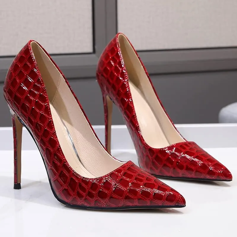 Women's Sexy Pattern High Heels Stiletto Bridesmaid Wedding Party Pointed Toe Elegant Slip on Dress Pumps Shoes
