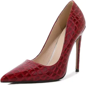 Women's Sexy Pattern High Heels Stiletto Bridesmaid Wedding Party Pointed Toe Elegant Slip on Dress Pumps Shoes