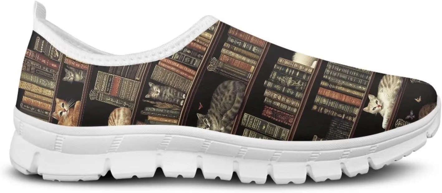 Womens Slip On Sneakers Lightweight Casual Shoes Soft Anti-Slip Tennis Shoes for Gym Travel Size 5.5-11.5 White Sole