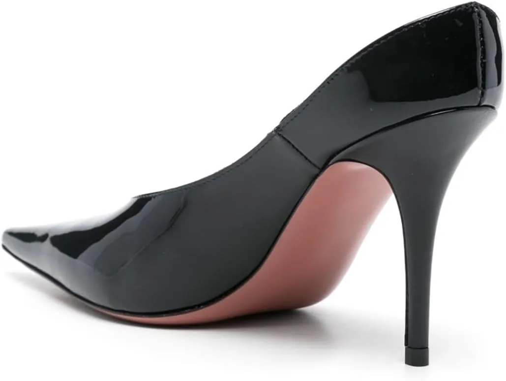 Women's Stiletto Slingback Heels - Slip On Patent Leather Pumps with Pointed Toe Comfortable High Heel Mules for Women
