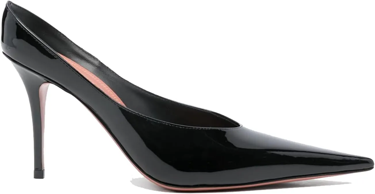 Women's Stiletto Slingback Heels - Slip On Patent Leather Pumps with Pointed Toe Comfortable High Heel Mules for Women