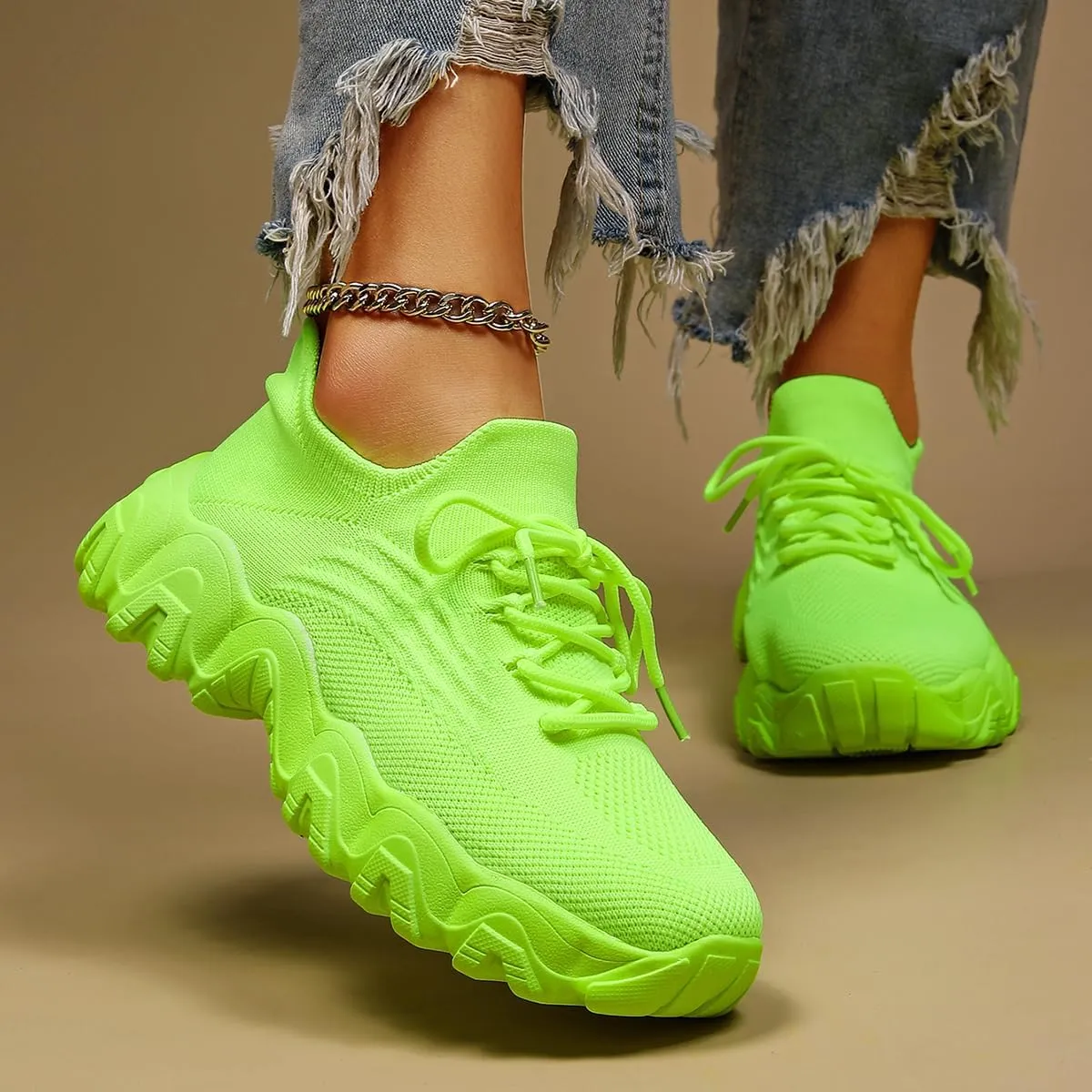 Women's Walking Shoes Slip-On Running Shoes- MD Sole Lightweight Sneakers for Women, Breathable Arch Support Running Gym Shoes