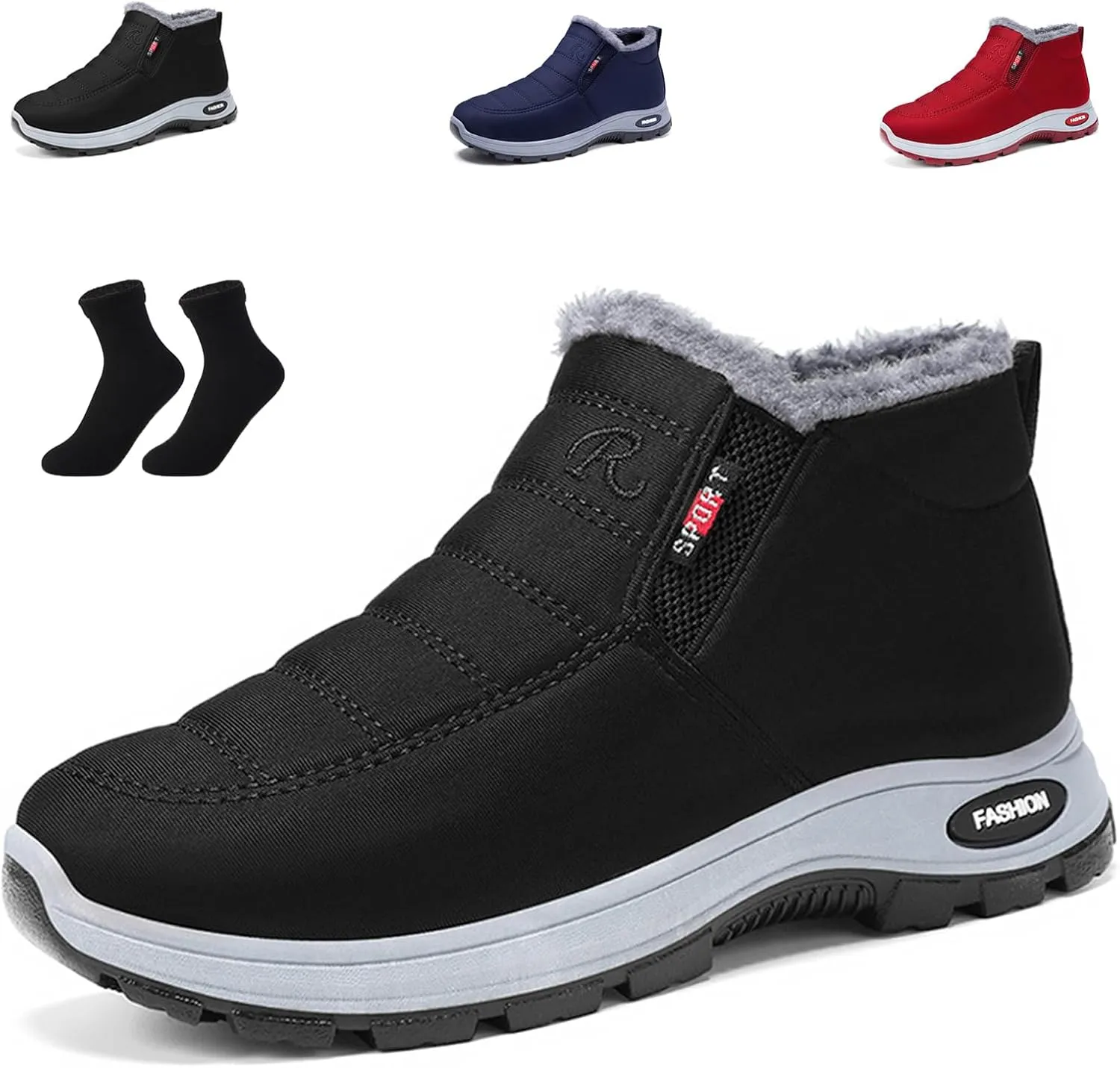 Women's Warm Sheepskin-Lined Boots, Winter Women's Casual Slip-On Warm Boots, Sheepskin Lined Boots Women, Womens Snow Boots Winter Warm Booties Fur Lined Anti-Slip Ankle Booties