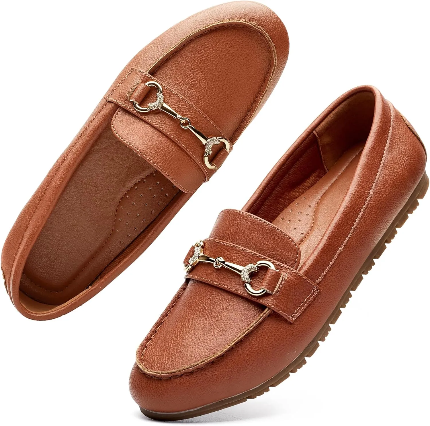 Women's Wide Loafers Casual Slip on Flat Shoes Women's Comfort Penny Loafers with Arch Support Women Dressy Moccasins