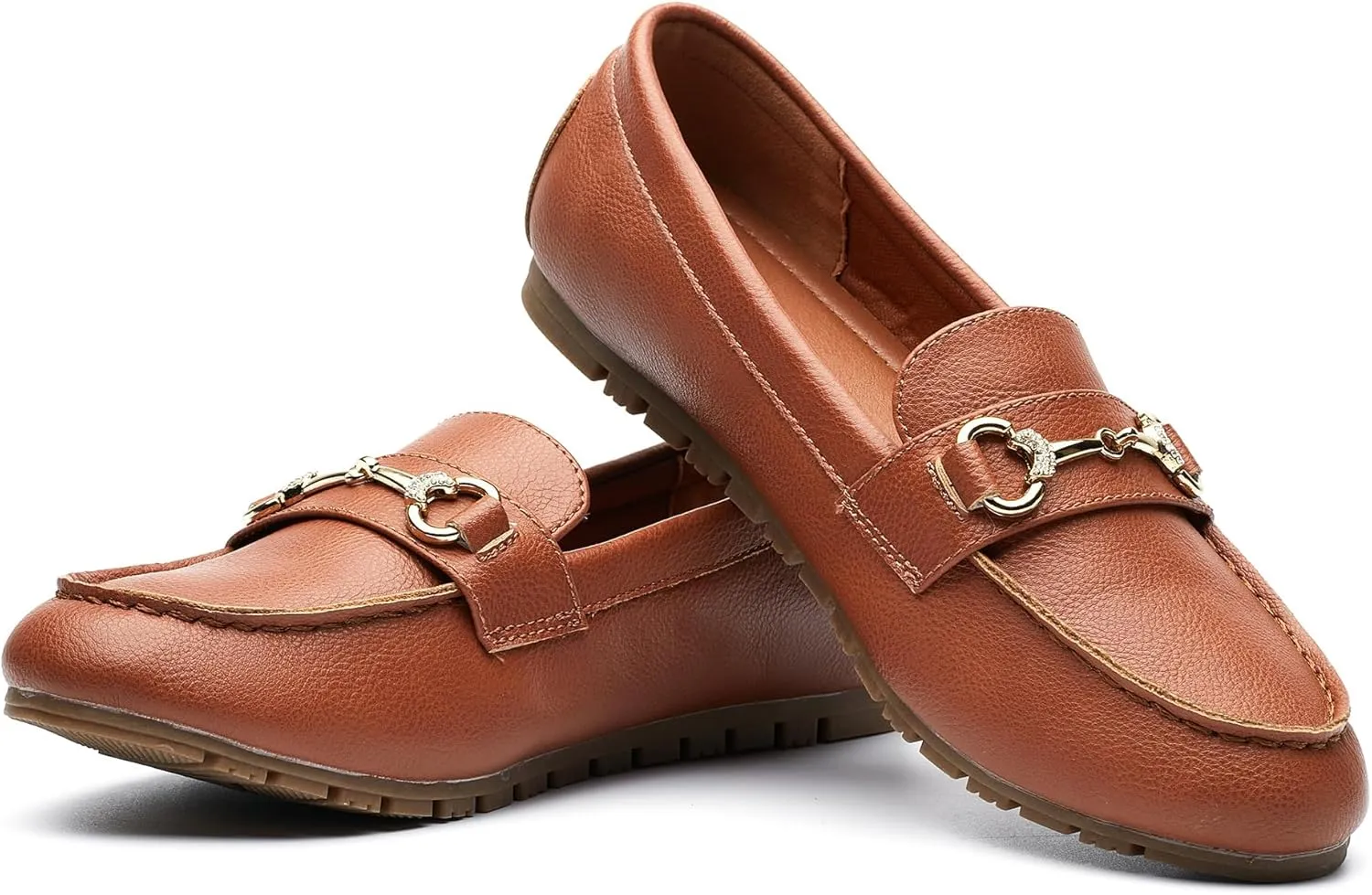 Women's Wide Loafers Casual Slip on Flat Shoes Women's Comfort Penny Loafers with Arch Support Women Dressy Moccasins