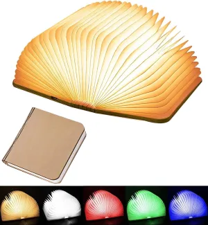 Wooden Book Light Novelty LED Night Light Portable Folding Book Lamp Paper Lantern for Home Decor (5 Colors/White Maple, S:5.7 * 4.3 * 1.0in(14.4x10.9x2.54cm))