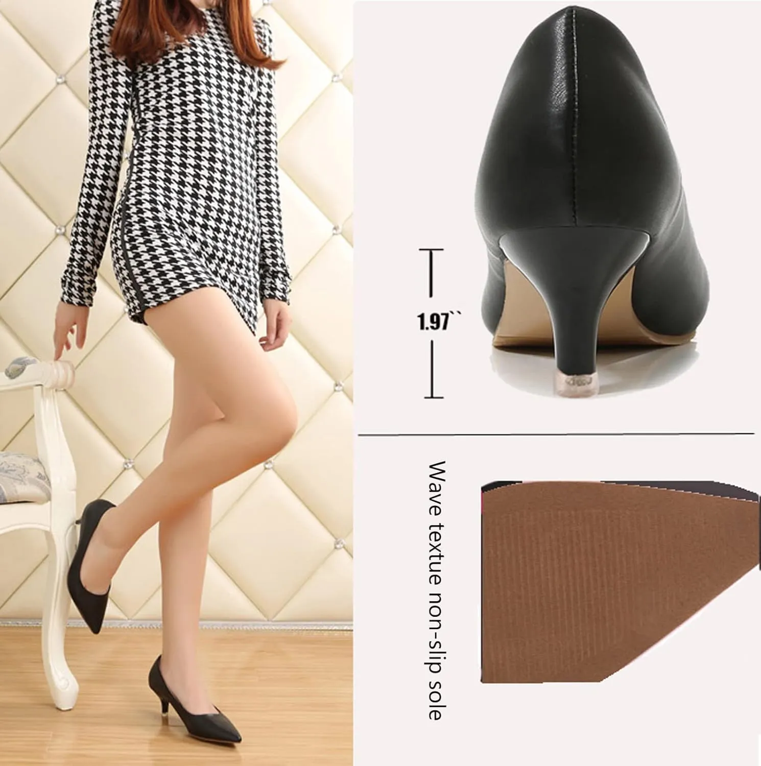 WUIWUIYU Womens Lovely Colors Low Kitten Heel Pointed Toe Dress Work Wedding Pumps Bridal Heeled Shoes
