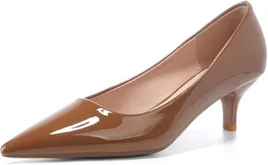WUIWUIYU Womens Lovely Colors Low Kitten Heel Pointed Toe Dress Work Wedding Pumps Bridal Heeled Shoes