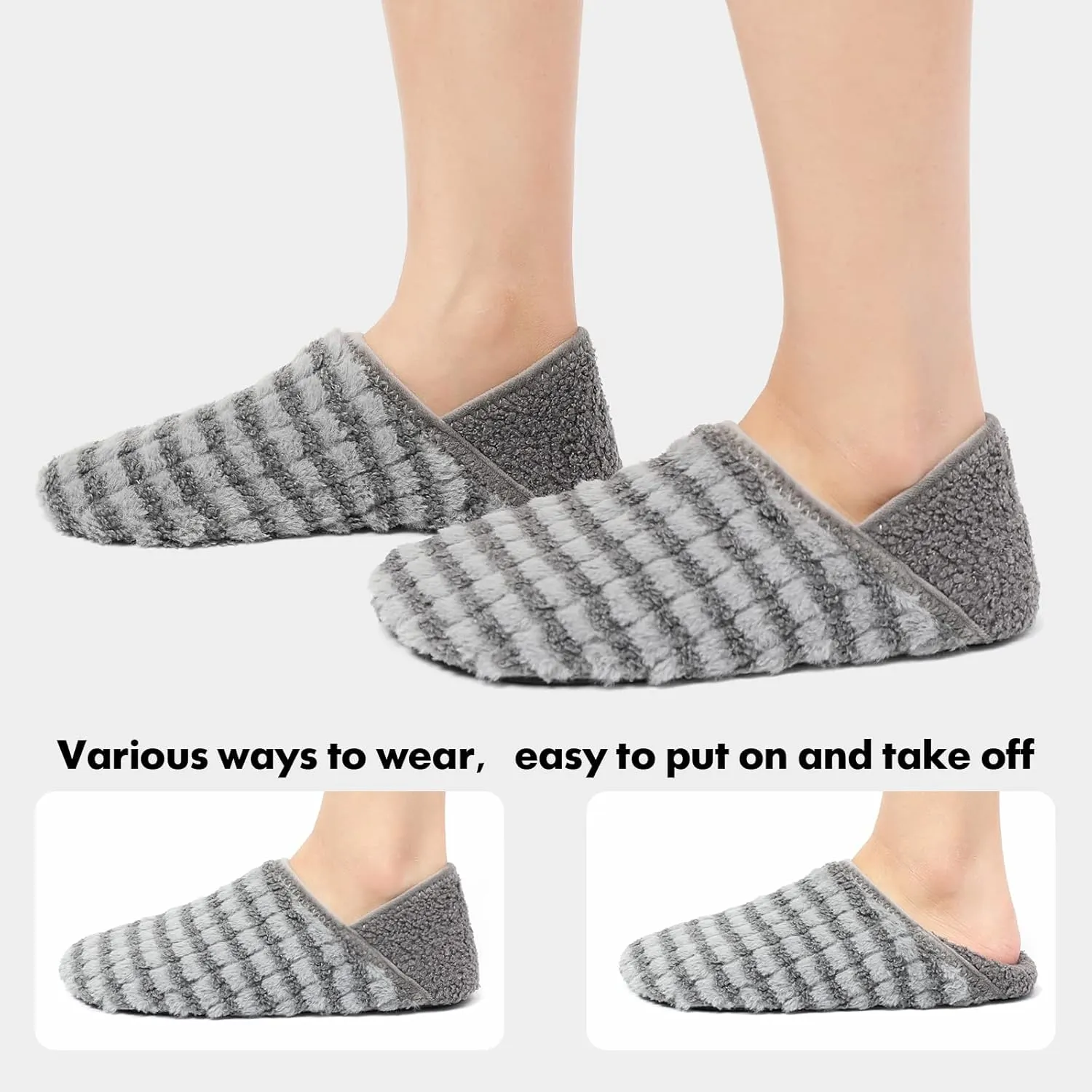 XIHALOOK House Slippers for Women Men Cozy Sock Shoes with Soft Rubber Sole Slip On for Indoor/Outdoor