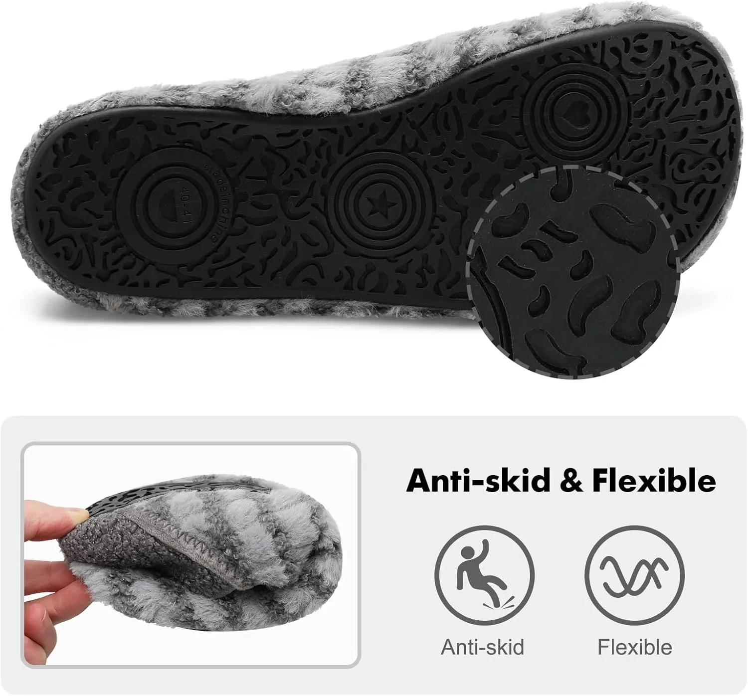 XIHALOOK House Slippers for Women Men Cozy Sock Shoes with Soft Rubber Sole Slip On for Indoor/Outdoor