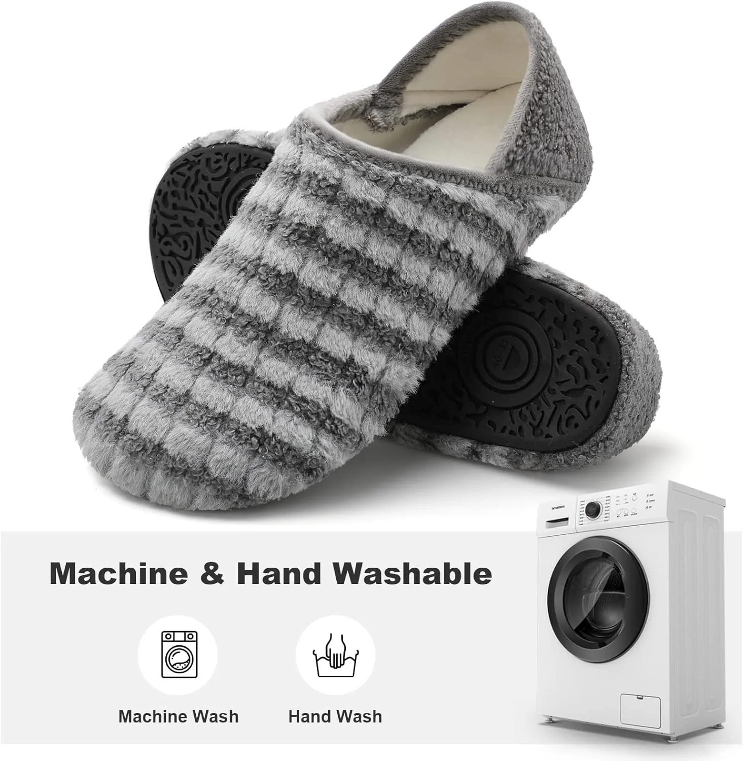 XIHALOOK House Slippers for Women Men Cozy Sock Shoes with Soft Rubber Sole Slip On for Indoor/Outdoor