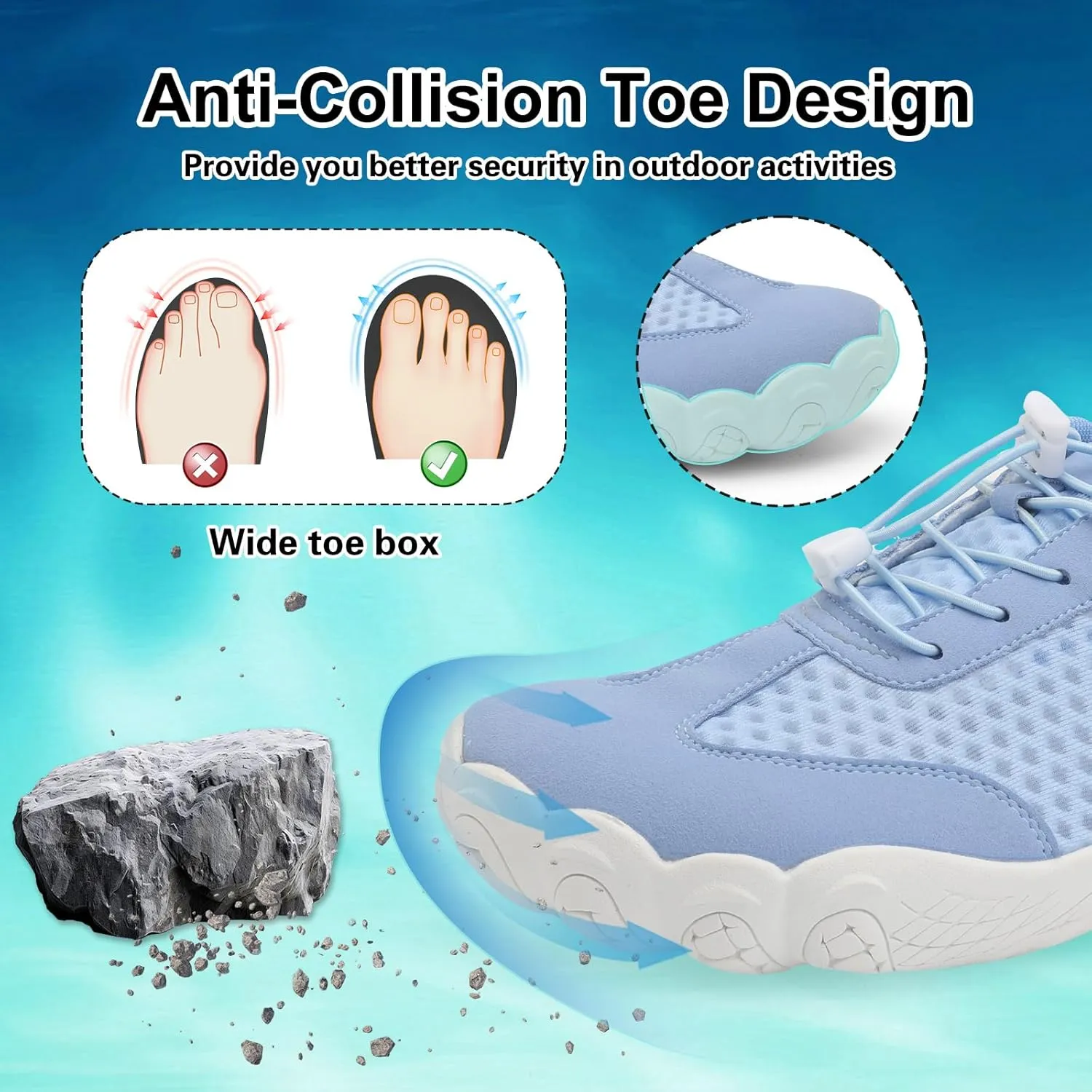 XIHALOOK Water Hiking Shoes for Women Men Barefoot Wide Toe Minimalist Shoes for Beach Swim River Pool Lake Surfing Training
