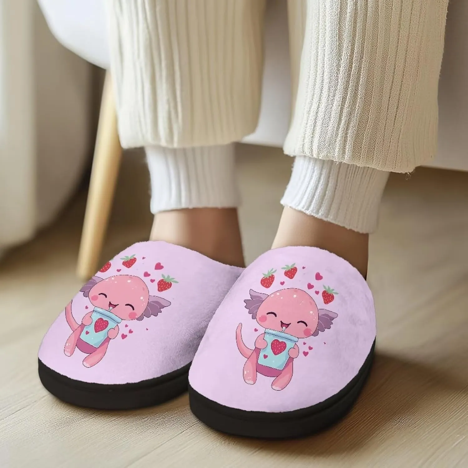 Xoenoiee Warm Slippers for Men Women Soft Fuzzy Slippers Slip-On Indoor Outdoor Nonslip Plush House Shoes