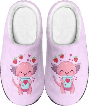 Xoenoiee Warm Slippers for Men Women Soft Fuzzy Slippers Slip-On Indoor Outdoor Nonslip Plush House Shoes