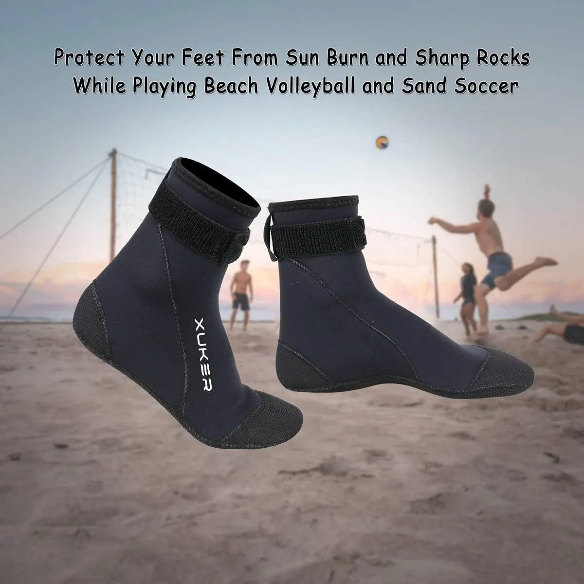 XUKER Neoprene Water Socks 3mm, Sand Proof Beach Volleyball Socks Diving Socks for Outdoor Water Sports