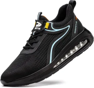 XUNRUO Safety Work Shoes for Mens Womens, Breathable Safety Steel Toe Athletic Sneakers, Lightweight Construction Carpenter Shoes