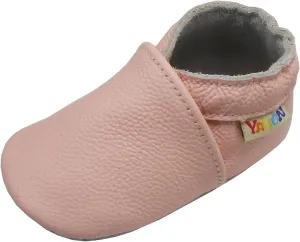 YALION Soft Leather Baby Shoes Moccasins Slip-on Boys Girls Slippers with Elastic Ankle, Anti-Slip First Walking Crib Shoes for Infant Toddlers