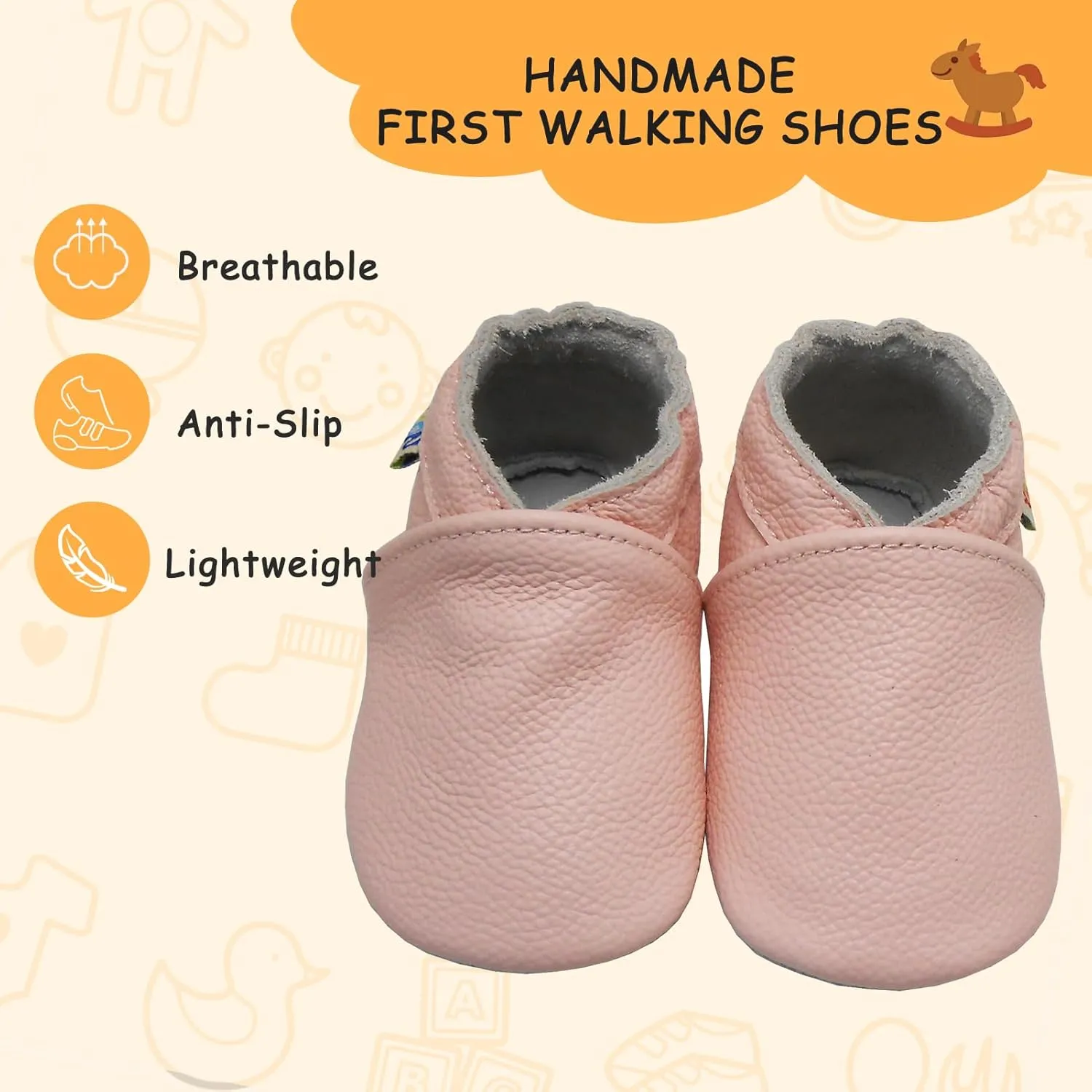 YALION Soft Leather Baby Shoes Moccasins Slip-on Boys Girls Slippers with Elastic Ankle, Anti-Slip First Walking Crib Shoes for Infant Toddlers