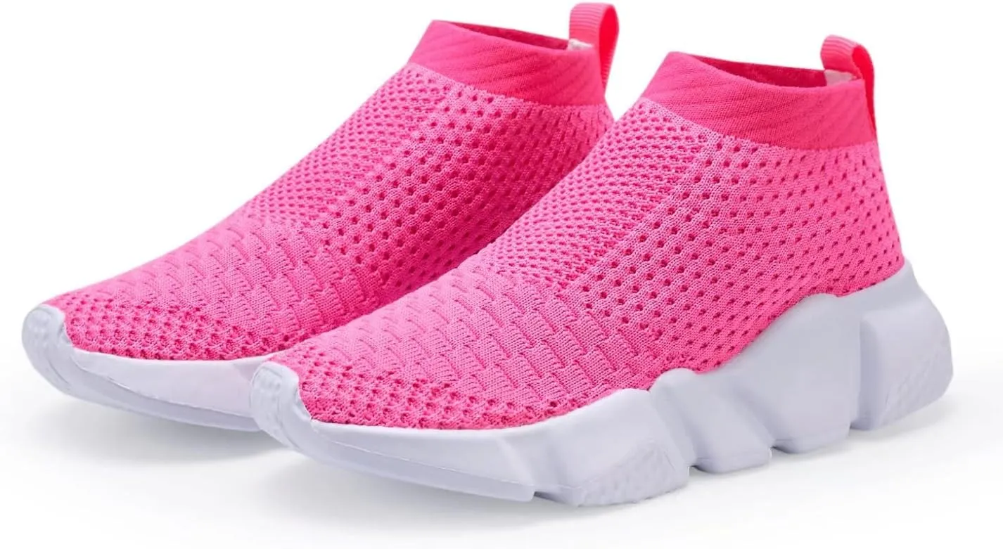 YAVY Kids Sneakers for Boys Tennis Shoes Girls Sock Sneakers for Kids Slip on Shoes Breathable high top Athletic Lightweight Walking Running Shoes