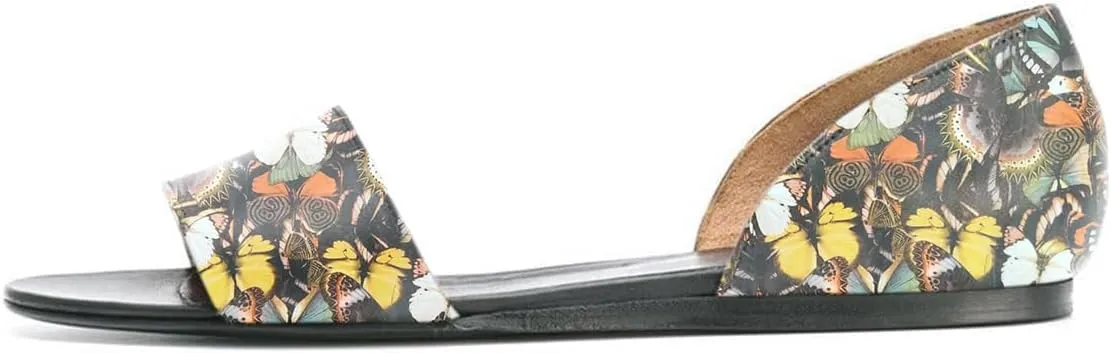 YDN Western Open Toe D'Orsay Casual Flats Sandals Slip on Comfy Walking Shoes Size 4-16 US