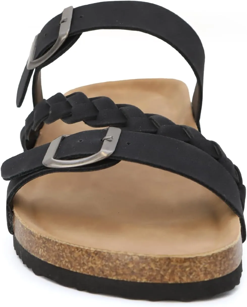 YOKI GIAN-272 Women's Cork Bottom Double Buckle Sandal with Braided Strap, Women's Sandals Dressy, Summer Sandals for Women