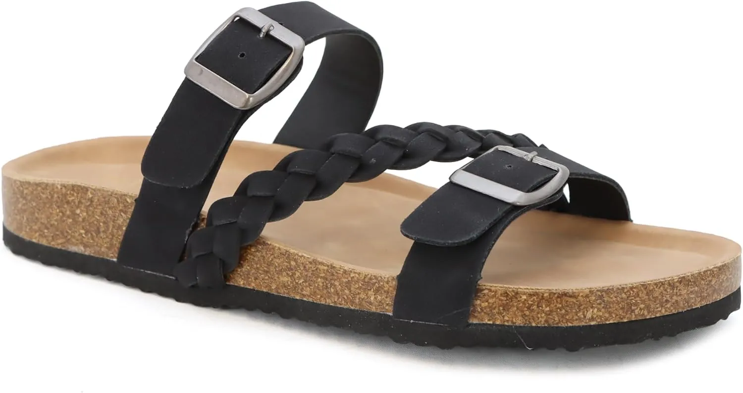 YOKI GIAN-272 Women's Cork Bottom Double Buckle Sandal with Braided Strap, Women's Sandals Dressy, Summer Sandals for Women