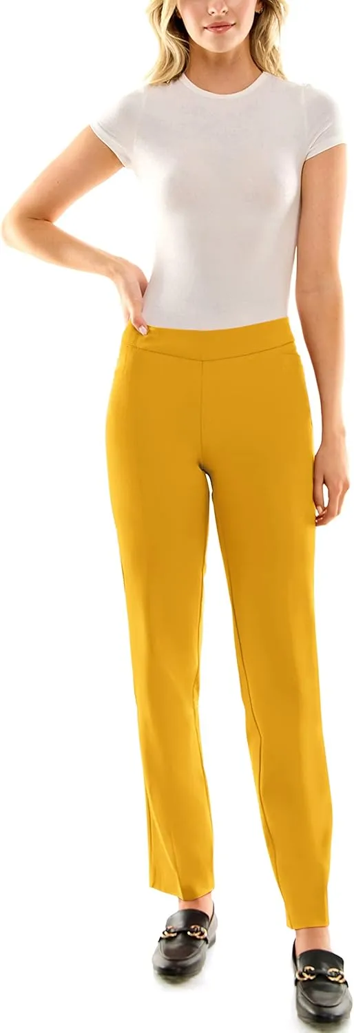 Zac & Rachel Women's Flattering Pull-on Slim Leg Pant with Tummy Control Panel
