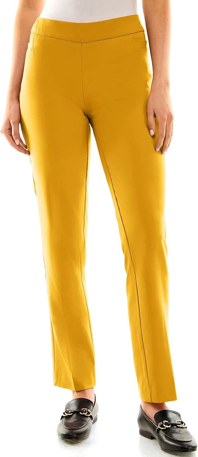 Zac & Rachel Women's Flattering Pull-on Slim Leg Pant with Tummy Control Panel