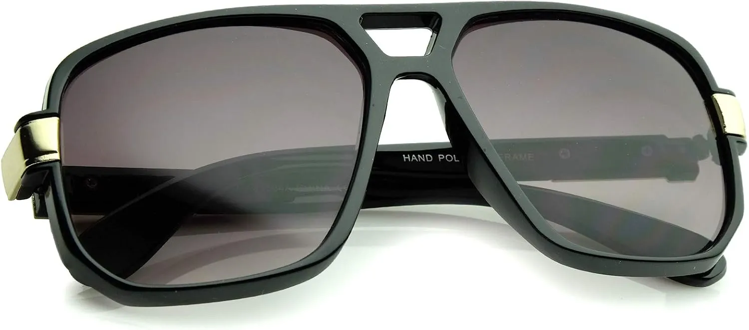 zeroUV - Classic Square Frame Plastic Flat Top Aviator Sunglasses